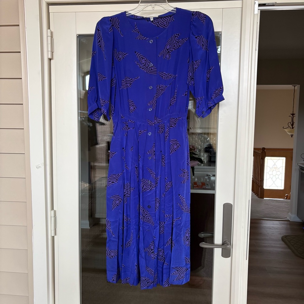 Vintage J. Tiktiner Purple Silk Dress size 12 Made in France  INV25/371